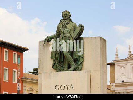 Statue of Goya in the center of Zaragoza, Spain Stock Photo