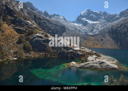 Beautiful Laguna Churup and Nevado Churup, Huascaran National Park, Huaraz, Peru Stock Photo