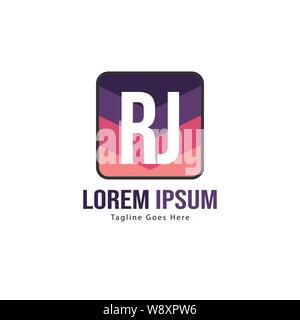 Initial RJ logo template with modern frame. Minimalist RJ letter logo vector illustration design Stock Vector