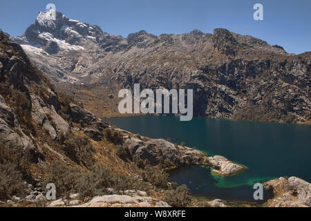 Beautiful Laguna Churup and Nevado Churup, Huascaran National Park, Huaraz, Peru Stock Photo