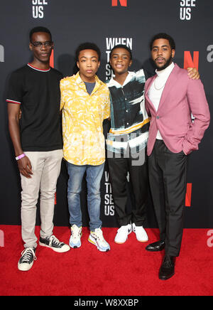 Los Angeles, Ca. 11th Aug, 2019. Ethan Herisse, Asante Blackk, Caleel Harris, Jharrel Jerome, at When They See Us for your consideration at Paramount Theatre in Los Angeles, California on August 11, 2019. Credit: Faye Sadou/Media Punch/Alamy Live News Stock Photo