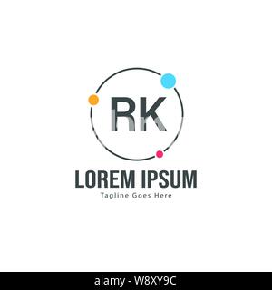 Initial RK logo template with modern frame. Minimalist RK letter logo vector illustration design Stock Vector