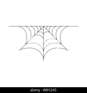 Half spider web isolated on white background. Halloween spiderweb element. Cobweb line style. Vector illustration for any design. Stock Vector