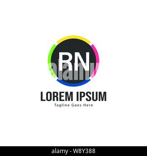 Initial RN logo template with modern frame. Minimalist RN letter logo vector illustration design Stock Vector