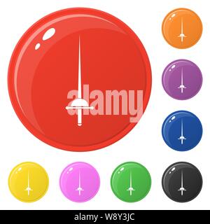 Rapier icons set 8 colors isolated on white. Fencing concept. Collection of glossy round colorful buttons. Vector illustration for any design. Stock Vector