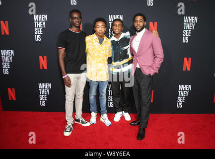 August 11, 2019, Los Angeles, CA, USA: 11 August 2019 - Los Angeles, California - Ethan Herisse, Asante Blackk, Caleel Harris, Jharrel Jerome. When They See Us for your consideration Los Angeles 2019 - Day 1 held at Paramount Theatre. Photo Credit: FSadou/AdMedia (Credit Image: © F Sadou/AdMedia via ZUMA Wire) Stock Photo
