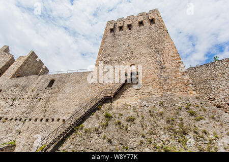 Fortifications in medieval Serbian Orthodox Manasija (Resava) Monastery ,Serbia, Despot's Tower,the foundation of Despot Stefan Lazarevic. Stock Photo