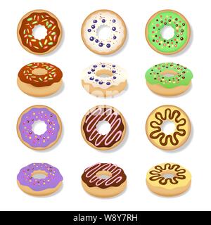 Glazed doughnut set Stock Vector