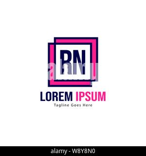 Initial RN logo template with modern frame. Minimalist RN letter logo vector illustration design Stock Vector