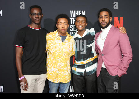 August 11, 2019, Los Angeles, CA, USA: 11 August 2019 - Los Angeles, California - Ethan Herisse, Asante Blackk, Caleel Harris, Jharrel Jerome. When They See Us for your consideration Los Angeles 2019 - Day 1 held at Paramount Theatre. Photo Credit: FSadou/AdMedia (Credit Image: © F Sadou/AdMedia via ZUMA Wire) Stock Photo
