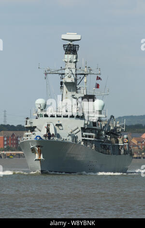 Type 23 HMS Westminster pictured on the River Thames at Greenhithe on her way into London. Stock Photo