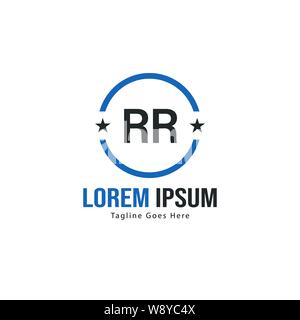 Initial RR logo template with modern frame. Minimalist RR letter logo vector illustration design Stock Vector