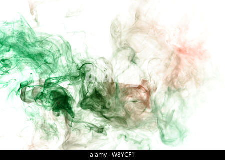 Abstract image of the soul, a spot of wavy smoke of red and green. Print for clothes. Disease and viruses. Stock Photo