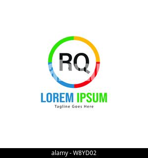 Initial RQ logo template with modern frame. Minimalist RQ letter logo vector illustration design Stock Vector