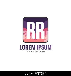 Initial RR logo template with modern frame. Minimalist RR letter logo vector illustration design Stock Vector