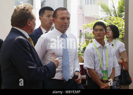 Australian Prime Minister Tony Abbott, front second left, attends the Boao Forum for Asia Annual Conference 2014 in Qionghai city, south Chinas Hainan Stock Photo