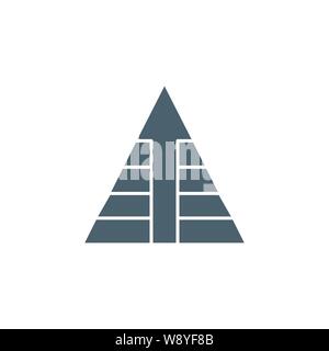 Pyramid with Arrow related vector glyph icon. Stock Vector