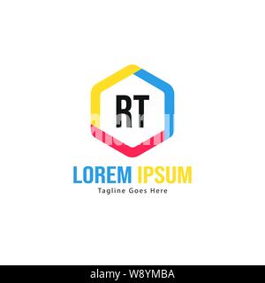 Initial RT logo template with modern frame. Minimalist RT letter logo vector illustration design Stock Vector