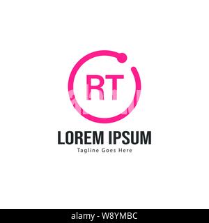 Initial RT logo template with modern frame. Minimalist RT letter logo vector illustration design Stock Vector