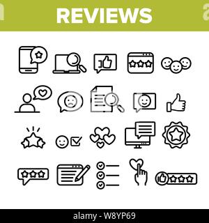 Collection Reviews Thin Line Icons Set Vector Stock Vector