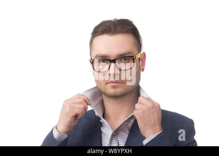 Portrait of a young successful businessman isolated on white Stock Photo