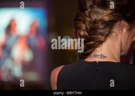 --UK OUT--A tattoo saying 'I Love You' is seen on the back of the neck of British model and socialite Tamara Ecclestone, daughter of Formula One Group Stock Photo