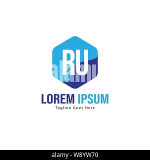 Initial RU logo template with modern frame. Minimalist RU letter logo vector illustration design Stock Vector
