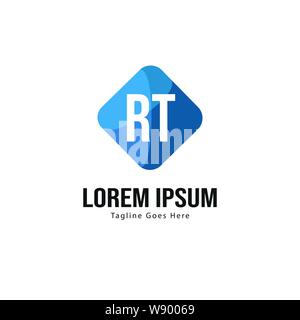 Initial RT logo template with modern frame. Minimalist RT letter logo vector illustration design Stock Vector