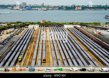 Aerial view of Hudson Yards train depot and Equinox hotel from The ...