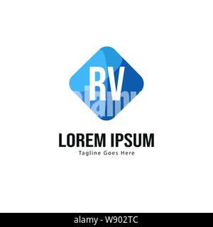 Initial RV logo template with modern frame. Minimalist RV letter logo vector illustration design Stock Vector