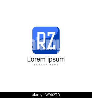 Initial RZ logo template with modern frame. Minimalist RZ letter logo vector illustration design Stock Vector