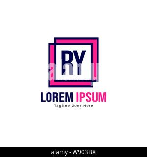 Initial RY logo template with modern frame. Minimalist RY letter logo vector illustration design Stock Vector