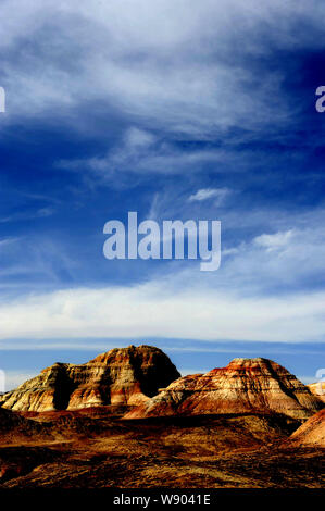 View of colourful Danxia rock formations in Changji, northwest Chinas Xinjiang Uygur Autonomous Region, 9 June 2012. Stock Photo