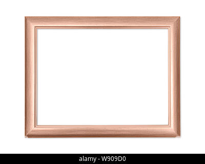 Empty wooden picture or photo frame isolated on white with clipping path. Copy space in the frame. Template and background Stock Photo