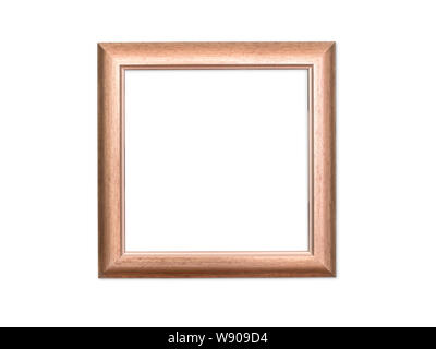 Empty wooden picture or photo frame isolated on white with clipping path, copy space in the frame. Template and background Stock Photo