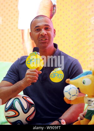 Dutch football star and manager Ruud Gullit, head coach of FC Terek Grozny, speaks during a fans meeting for the upcoming 2014 FIFA World Cup in Hong Stock Photo