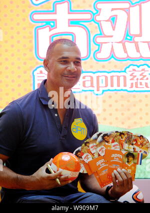 Dutch football star and manager Ruud Gullit, head coach of FC Terek Grozny, poses during a fans meeting for the upcoming 2014 FIFA World Cup in Hong K Stock Photo