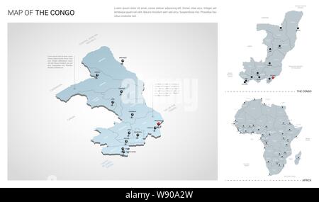 3d isometric map of Congo isolated with shadow. Paper card style vector ...