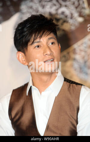 Taiwanese singer and actor Nicky Wu attends a press conference for his new TV series, Incisive Great Teacher, in Shanghai, China, 28 May 2014. Stock Photo