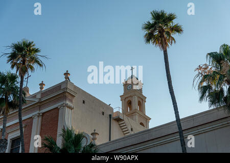 View of St. Peter's Church and the bell tower in Jaffa, Tel Aviv, Israel Stock Photo