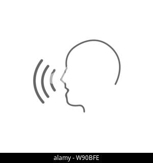 Voice control icon.and talking command, sound commander or speech dictator head, vector illustration - Vector Stock Vector