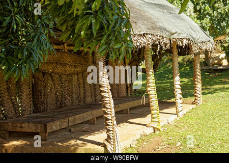 A place to meet in the shade on the south pacific island Kingdom of Tonga. Stock Photo