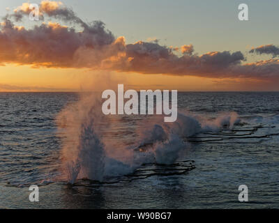 The Mapu a Vaea or Whistle of the Noble are natural blowholes on the island of Tongatapu in the village of Houma in the Kingdom of Tonga. Stock Photo