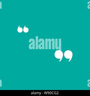 white quote marks isolated on tuquoise background. Flat reading icon. Vector illustration. quotation logo. Stock Vector