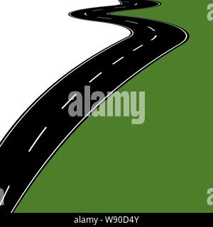 Curved road with markings. Vector illustration Stock Vector