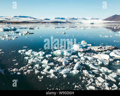 Spectacular glacial lagoon in Iceland with floating icebergs Stock Photo