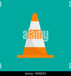 Road cone icon. Flat illustration of road cone vector icon for web design Stock Vector