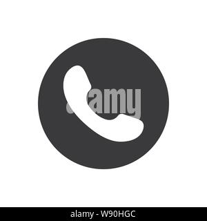 Phone icon Call icon. Black phone icon on a gray background. Stock Vector