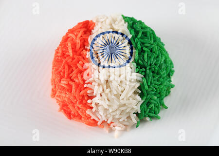 Rice representing Indian Flag Stock Photo