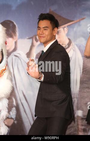 Taiwanese actor Eddie Peng poses during a press conference for his new movie 'Rise of the Legend' in Taipei, Taiwan, 27 November 2014. Stock Photo